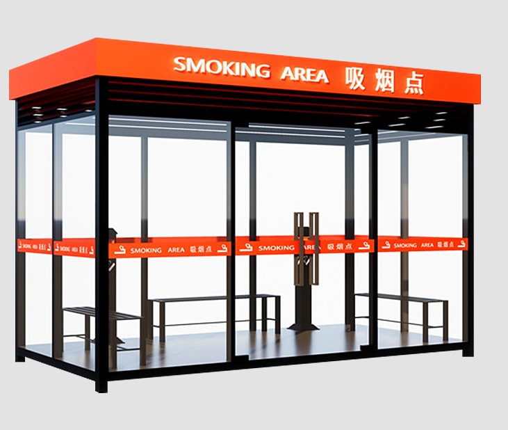 葫芦岛内蒙古钢结构吸烟亭  玻璃吸烟亭 户外吸烟区
